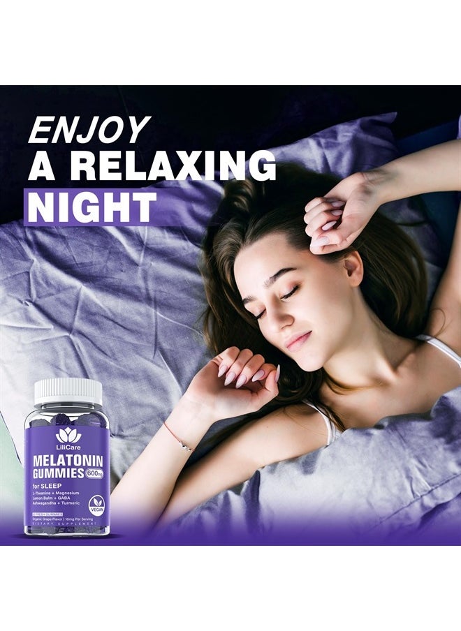 EnvyDeal - Melatonin Gummies 10mg 20mg for Adults, Extra Strength with L-Theanine, Ashwagandha, Magnesium, Turmeric, GABA, Lemon Balm and Chamomile for Supports Health Circadian Rhythm, Vegan Grape Flavor - Image 1