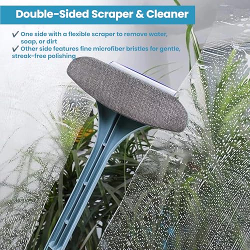 HOMEZE 2 in 1 Mesh Cleaner Brush, New Magic Window Cleaning Brush, with Scraper, Double Sided Wet & Dry Dual Purpose, Extendable Mesh Screen Cleaner. - Image 2