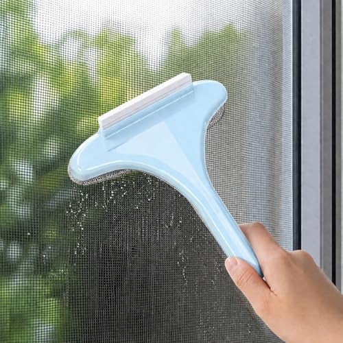 HOMEZE 2 in 1 Mesh Cleaner Brush, New Magic Window Cleaning Brush, with Scraper, Double Sided Wet & Dry Dual Purpose, Extendable Mesh Screen Cleaner. - Image 1