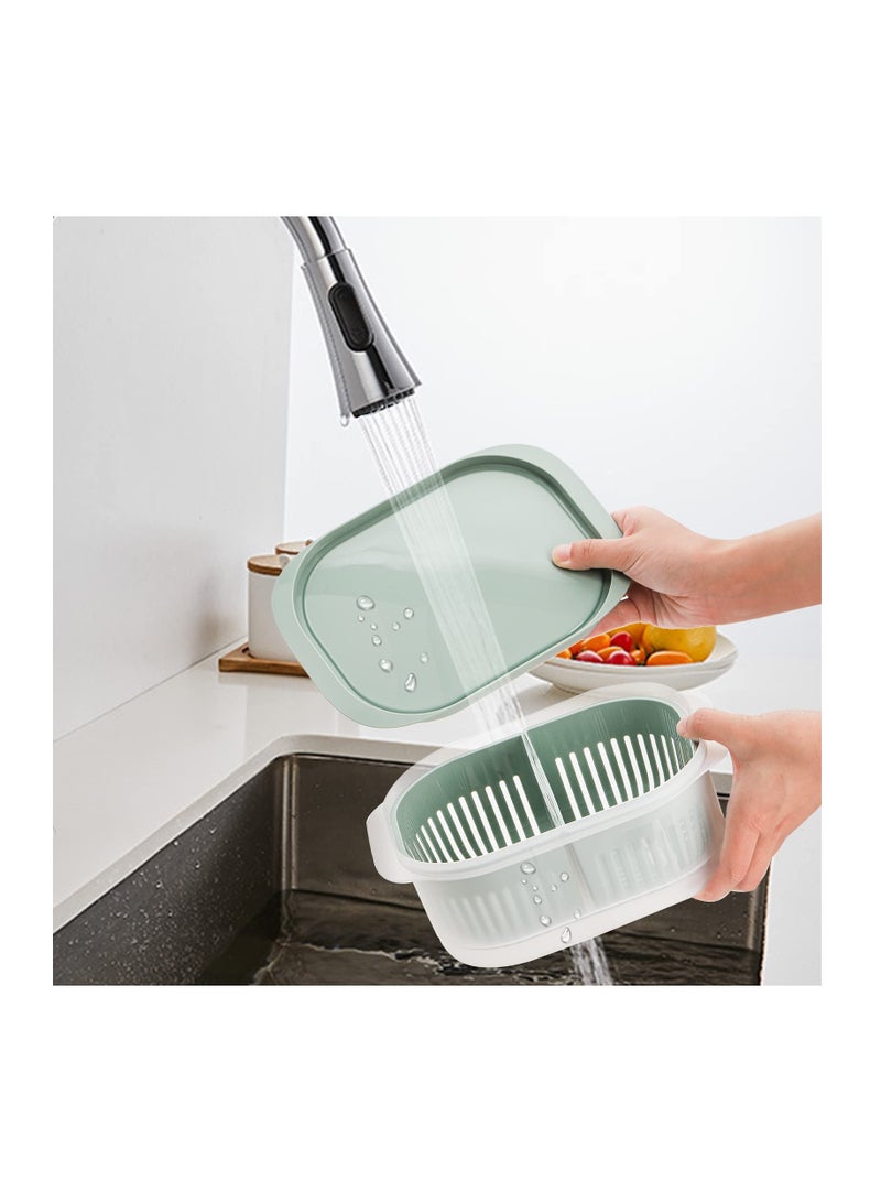 Excefore Produce Saver Containers for Fridge, Plastic Fruit Vegetable Storage Containers with Airtight Lid & Divided Colanders, Stackable Fridge Organizer Bins for Lettuce, Berry, Avocado, Set of 3 - Image 3