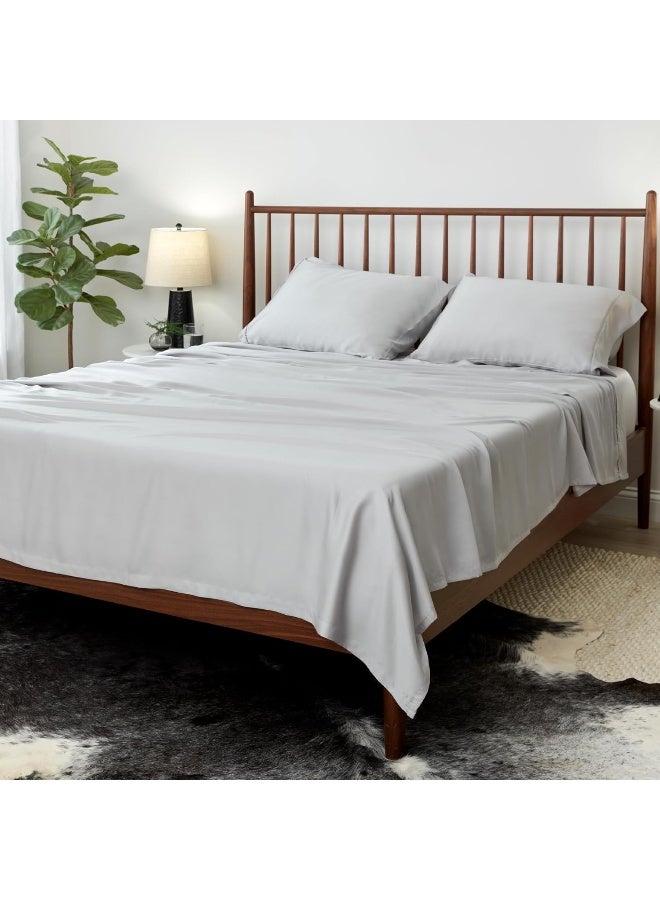 SHEEX Arctic Aire MAX Sheet Set, Ultrasoft Cooling Sheets with 1 Flat Sheet, 1 Fitted Sheet, and 2 Pillowcases, King, Silver - Image 1