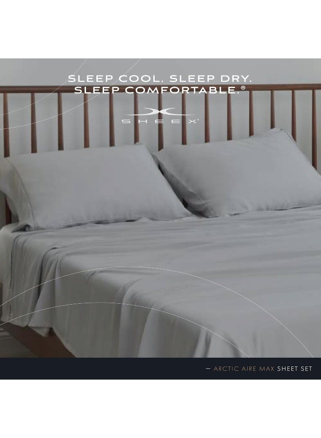 SHEEX Arctic Aire MAX Sheet Set, Ultrasoft Cooling Sheets with 1 Flat Sheet, 1 Fitted Sheet, and 2 Pillowcases, King, Silver - Image 5