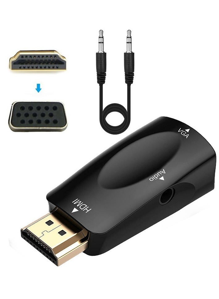 HDMI Male to VGA Female Adapter with Audio Support – 1080P Video Converter for Laptop, PC, TV Box, Game Console to VGA Monitor, Projector, TV – Audio  Video Sync, Plug  Play, Black, Cable Included - Image 2