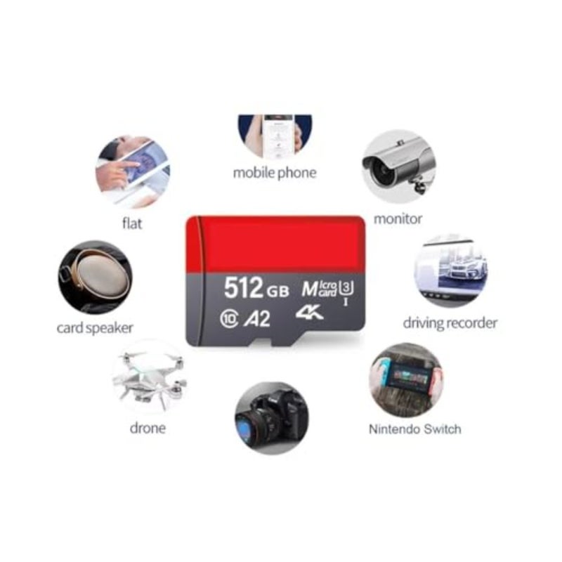 MicroSD Micro SDXC card 512GB High Speed TF Card for Smartphones Drones, Action Cameras, V30, U3, A2, 4K UHD, UHS-I - Image 4