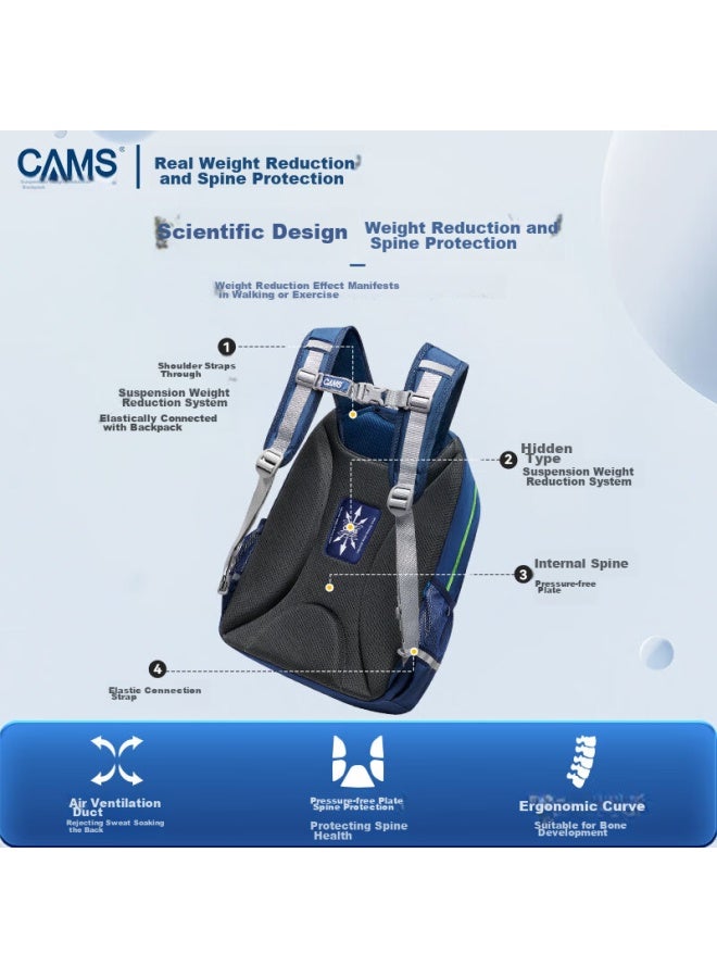 Cams Suspended Weight-reducing Backpack For Grades 4-6, Lightweight Spine-protecting Schoolbag For Middle School Students, Elegant Black S02915 - Image 5