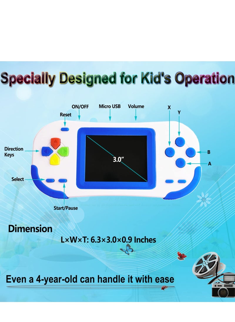 SYOSI - Kids Handheld Game Portable Video Game Player, 3.0'' Large Screen Preloaded 218 Classic Retro Video Games Seniors Rechargeable Electronic Game Player, Best Gift for Child (Blue) - Image 1