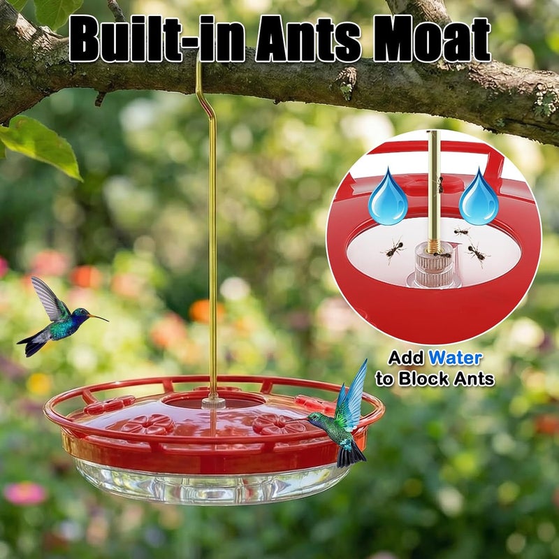 FEED GARDEN 16 oz Plastic Disc Hummingbird Feeders for Outdoors Hanging, Leak-Resistant Nectar Feeder with 5 Ports, Wide Mouth Easy Clean & Refill, Built-in Ant Moat for Garden Backyard - Image 2
