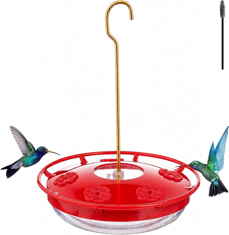 FEED GARDEN 16 oz Plastic Disc Hummingbird Feeders for Outdoors Hanging, Leak-Resistant Nectar Feeder with 5 Ports, Wide Mouth Easy Clean & Refill, Built-in Ant Moat for Garden Backyard - Image 1