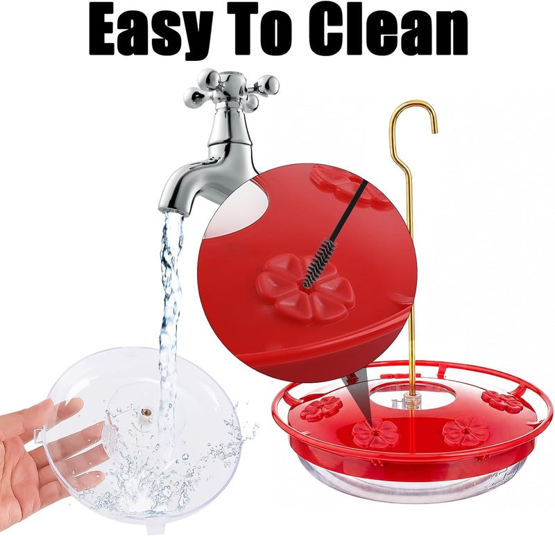 FEED GARDEN 16 oz Plastic Disc Hummingbird Feeders for Outdoors Hanging, Leak-Resistant Nectar Feeder with 5 Ports, Wide Mouth Easy Clean & Refill, Built-in Ant Moat for Garden Backyard - Image 4