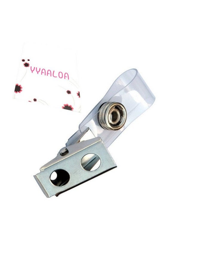 YYaaloa Badge Clips 30Pcs Double Hole Metal Name Tags Holder With Pvc Straps Id Strap Clip Adapter Id Badge Clips Clear30 Clips Per Pack (Clear 30Pcs) - Image 3