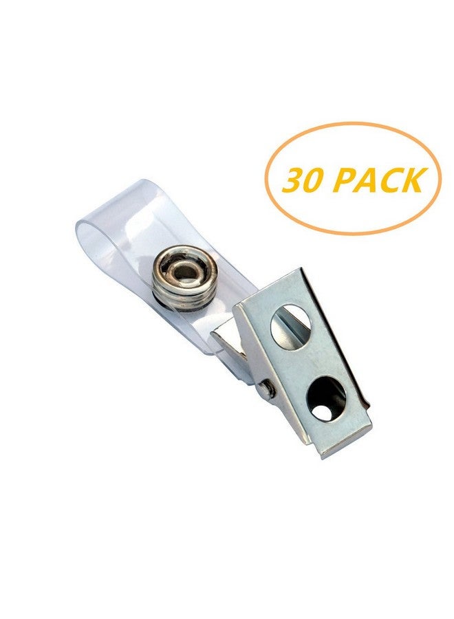 YYaaloa Badge Clips 30Pcs Double Hole Metal Name Tags Holder With Pvc Straps Id Strap Clip Adapter Id Badge Clips Clear30 Clips Per Pack (Clear 30Pcs) - Image 4