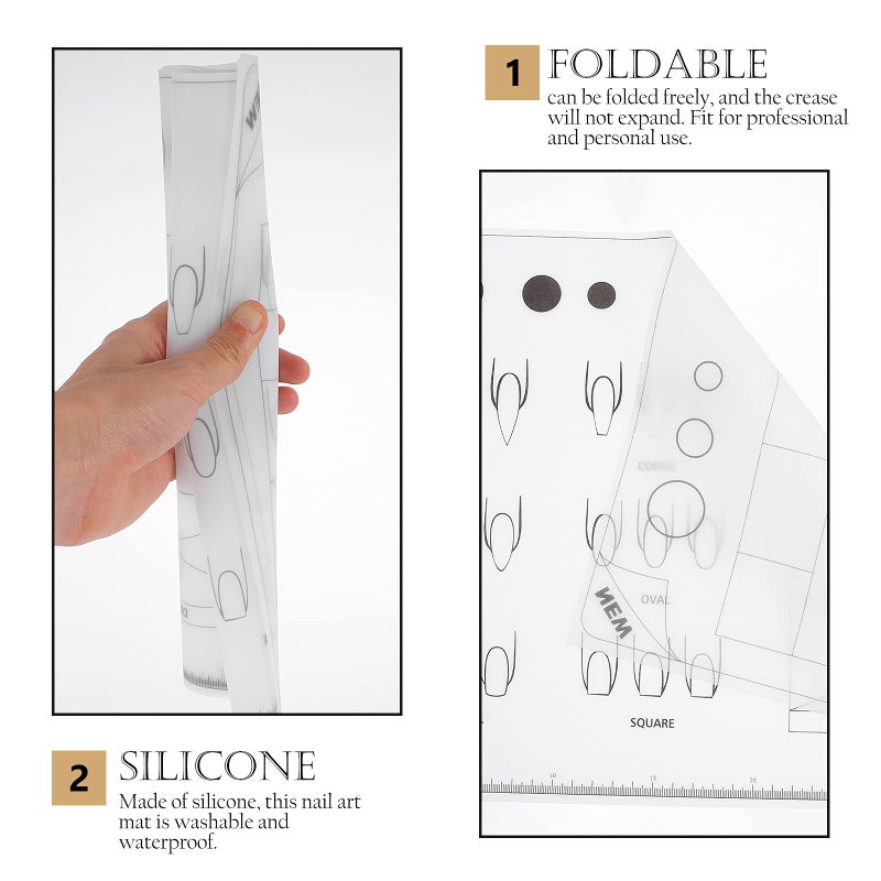 Uonlytech Acrylic Nail Training Mat Silicone Trainer Sheet for Application Practice As Shown - Image 3