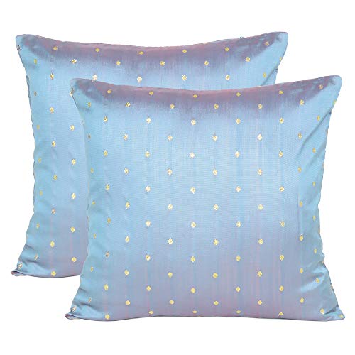 Oussum Art Silk Pillow Cover Cushion Cover Sofa Waist Throw Pillow Case Home Decor Set of 2 (16 x 16, Steel Gray) - Image 1