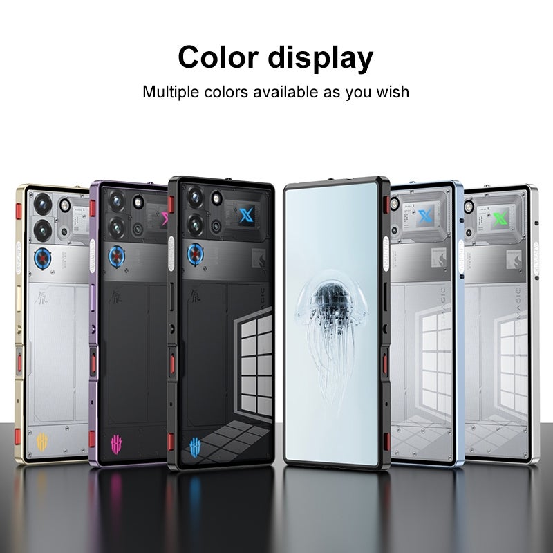 HuHa Case Cover For ZTE nubia Red Magic 10 Pro / 10 Pro+ Snap Buckle Metal Frame Glass Back Panel Phone Case(Black) - Image 2