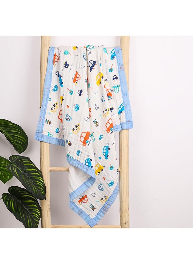 MOM'S HOME Pure Organic Cotton 6 Layer Muslin Blanket For Baby | Ultra-Soft Swaddling Towel For Newborns And Toddlers |100 X100 Cm | 0-3 Years (Mix Design-)  - Image 4