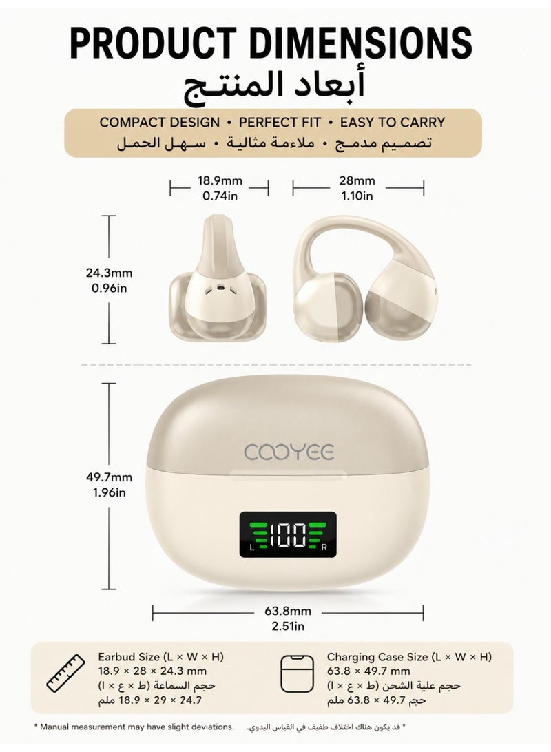 Cooyee سماعات أذن لاسلكية بتصميم مشبك، بلوتوث 6.0، مفتوحة الأذن، للرياضة والعمل والاستخدام اليومي - Image 2