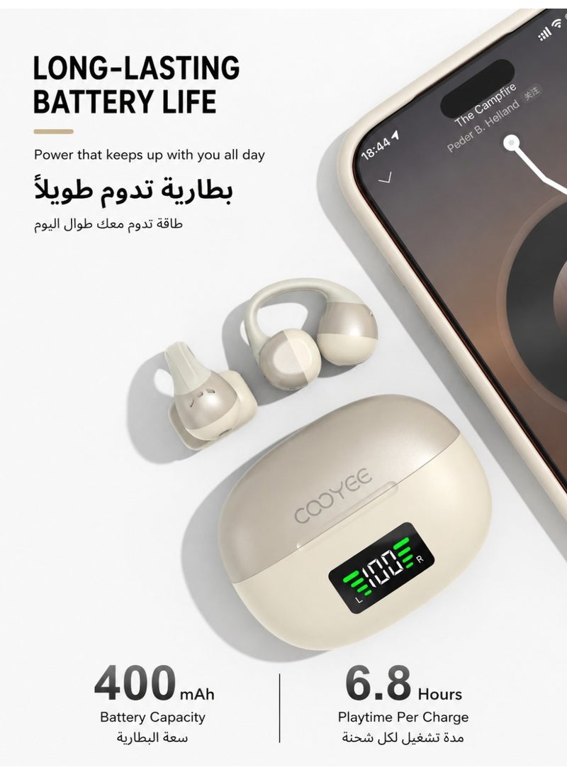 Cooyee سماعات أذن لاسلكية بتصميم مشبك، بلوتوث 6.0، مفتوحة الأذن، للرياضة والعمل والاستخدام اليومي - Image 1