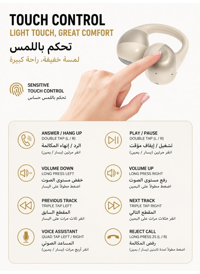 Cooyee سماعات أذن لاسلكية بتصميم مشبك، بلوتوث 6.0، مفتوحة الأذن، للرياضة والعمل والاستخدام اليومي - Image 4