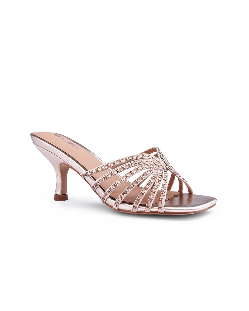 Womens interwoven strap heeled sandals