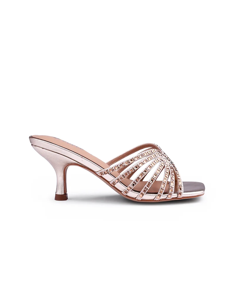 كابلي صندل كعب نسائي بأشرطة متشابكة بأناقة