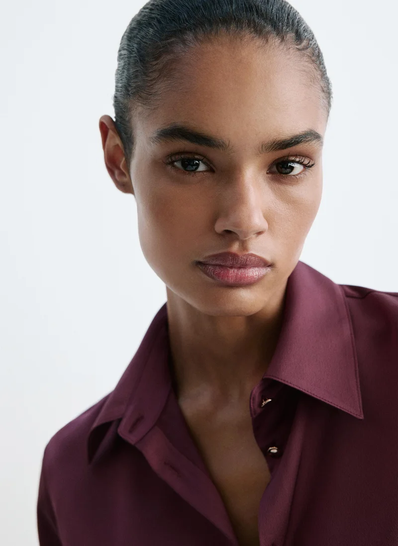 Mango 66-CIRUELA Regular-Fit Satin Shirt for Women | Best Price UAE