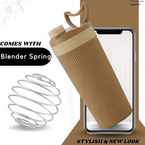 Nabhya Stainless Steel Protein Shaker With Steel Blender Gym Shaker Bottle for protein shake gym protein shaker bottle (Capacity-620ml) (Beige) - Image 4