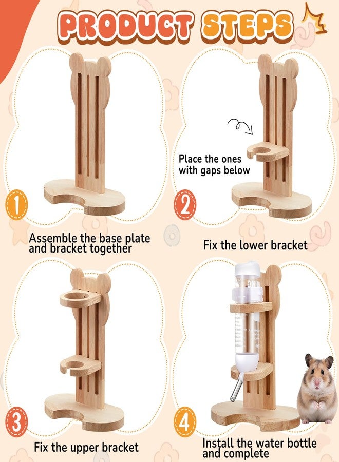 Sonwyoung 40 Pcs Hamster Cage Accessories, 9.5'' Exercise Wheel, Wood Platform Hideout House, Water Bottle, Sand Bath, Bowl, Chew Toys for Syrian Hamsters Mice Gerbils Habitat Decor(Fun Style) - Image 5