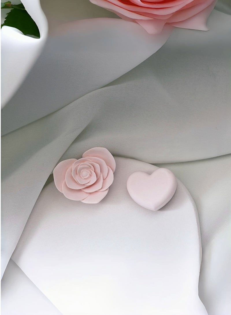 Paraphrase 2 Pieces of Handmade Car Air Vent Diffuser Clips –Elegant Pink Rose and Heart Design, Scented Car Air Freshener Accessory - Image 2