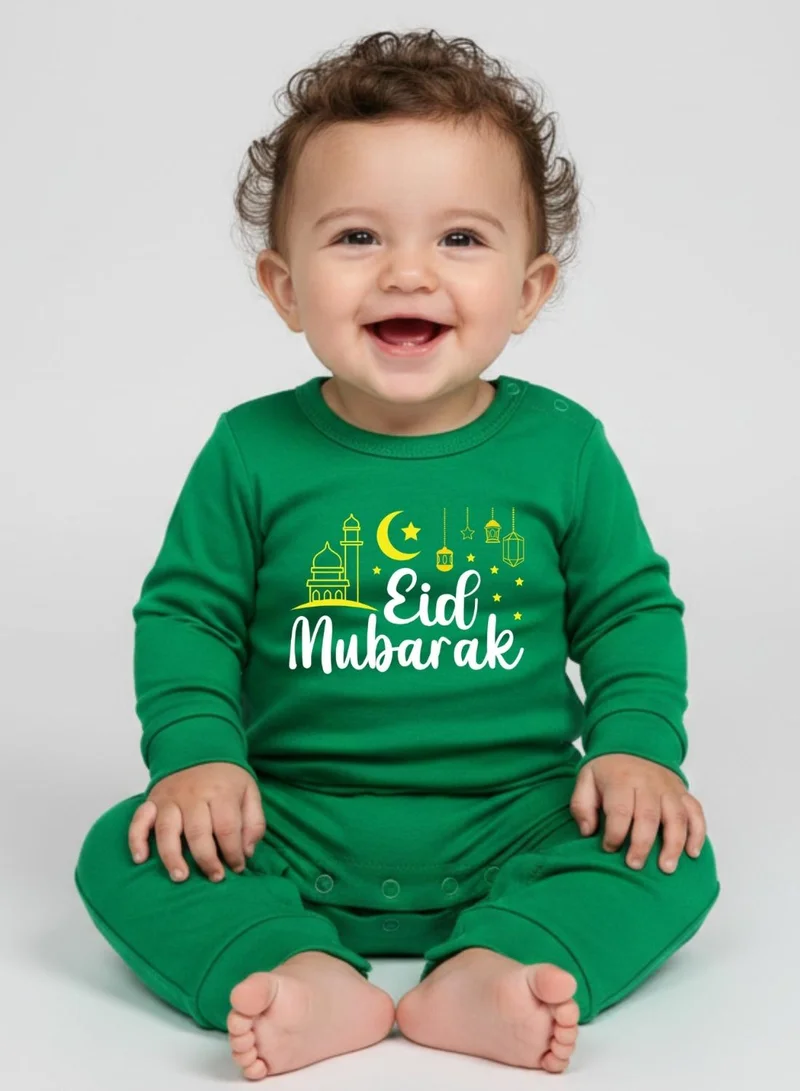 babyqlo Unisex Baby Eid Mubarak Crescent Lantern Cotton Romper