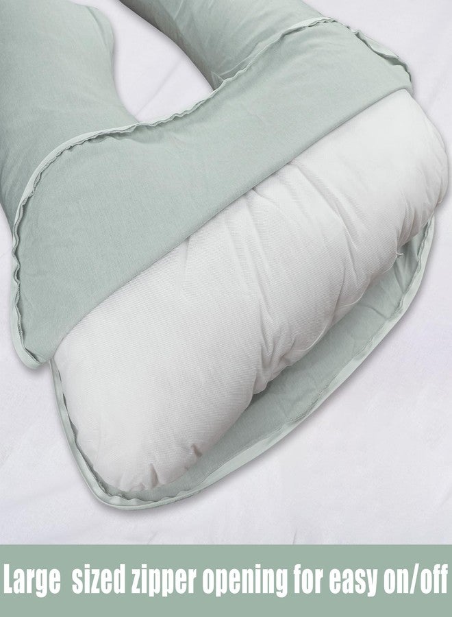 TANOFAR غطاء وسادة الحمل TANOFAR على شكل J (غطاء وسادة فقط)، غطاء بديل ناعم للغاية لوسادة الأمومة، مع سحاب كبير الحجم، يناسب وسادة الحمل بحجم 55/58 بوصة، أخضر - Image 5