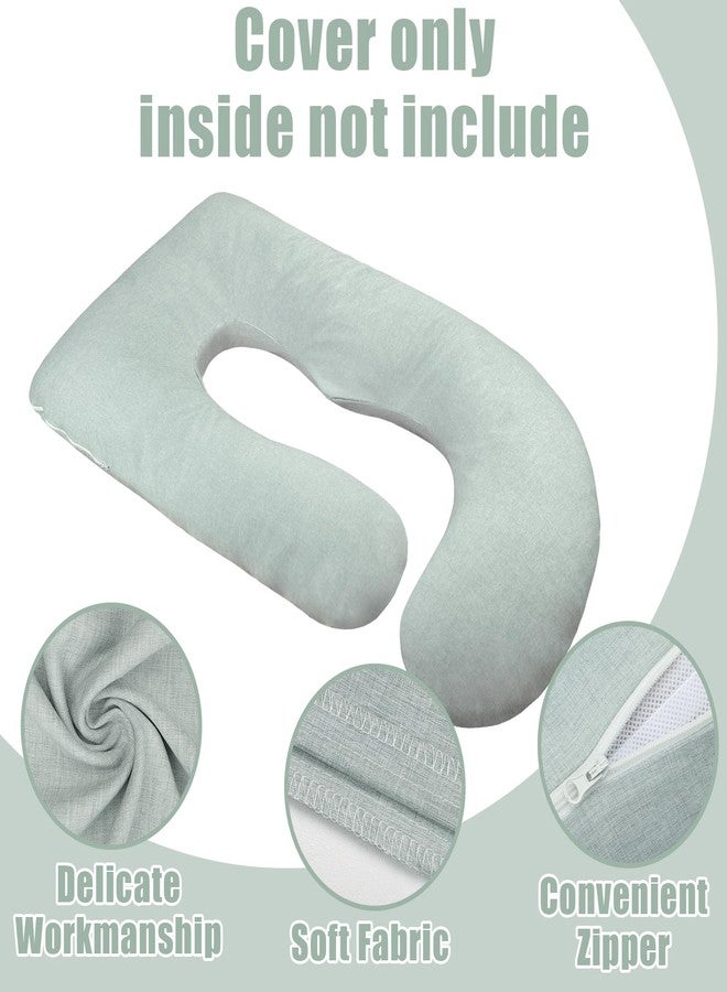 TANOFAR غطاء وسادة الحمل TANOFAR على شكل J (غطاء وسادة فقط)، غطاء بديل ناعم للغاية لوسادة الأمومة، مع سحاب كبير الحجم، يناسب وسادة الحمل بحجم 55/58 بوصة، أخضر - Image 2