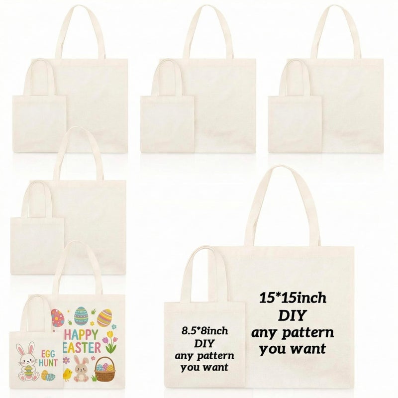 Amylove Mini Tote Bag Sublimation Blank Canvas Tote Bags Reusable Grocery Luggage DIY Sack Goody for Party Even(15 x 15 Inch,8.5 x 8 Inch,Natural Color,12 Pcs) - Image 1