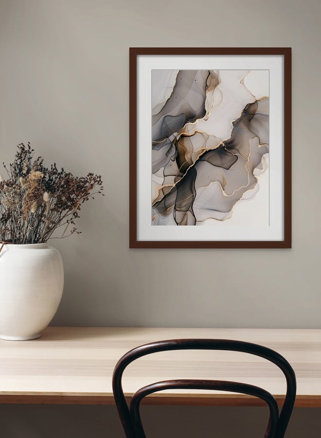 Art Decor Art Decor Modern Abstract Art Black White Water Color Ink with Gold Accents with Matboard Wall Art Framed Fine Art Wall Décor for Living Room Bedroom Dining Room Office Gifting - Image 2