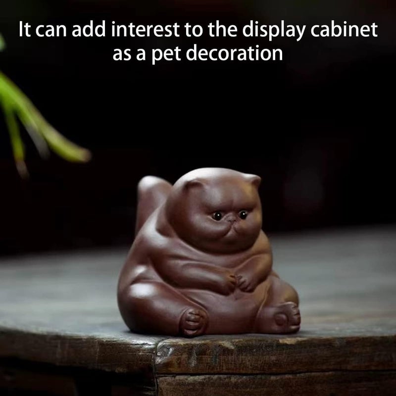 EAEDMY Elegant practical multi-option build Purple Sand Angry Cat Bat Tortoise Puppy Figurine, Cute Kungfu Tea Pet Gift for Tea Lover Friend, Table Desk Tearoom Home Decoration Ornament (8.Angry Cat&Gift Box) Workday cycle fulfillment - Image 5