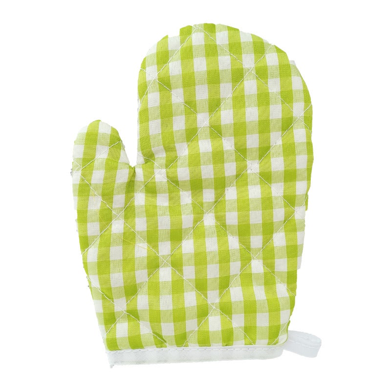 New Red Plaid Child Microwave Oven Heat Resistant Gloves autumn green grid