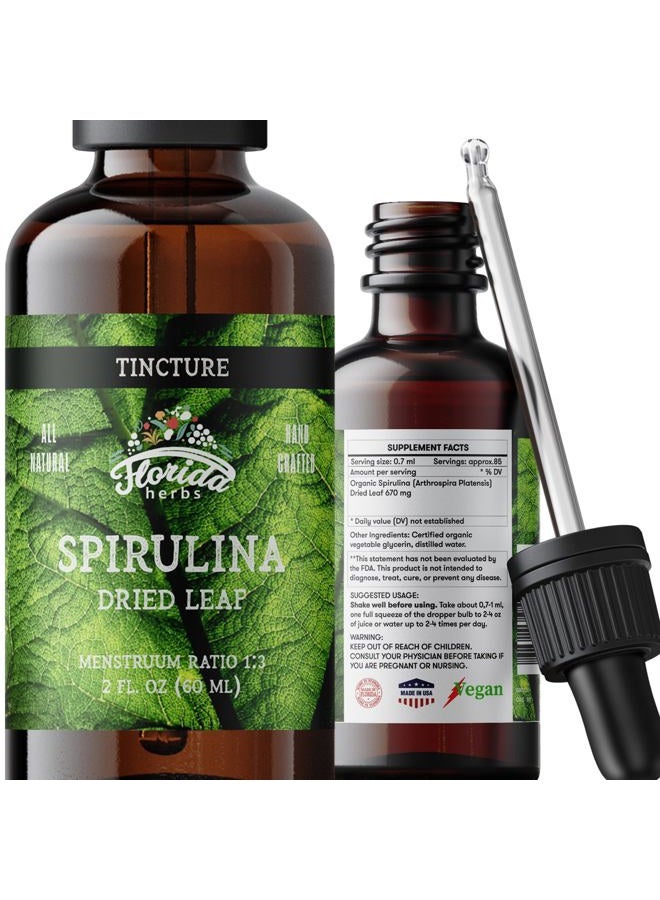 FLORIDA HERBS Spirulina Tincture, Organic Spirulina Extract (Arthrospira Platensis) Herbal Supplement, Non-GMO in Cold-Pressed Organic Vegetable Glycerin, 700 mg, 2 oz (60 ml) - Image 1