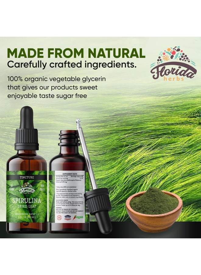 FLORIDA HERBS Spirulina Tincture, Organic Spirulina Extract (Arthrospira Platensis) Herbal Supplement, Non-GMO in Cold-Pressed Organic Vegetable Glycerin, 700 mg, 2 oz (60 ml) - Image 3