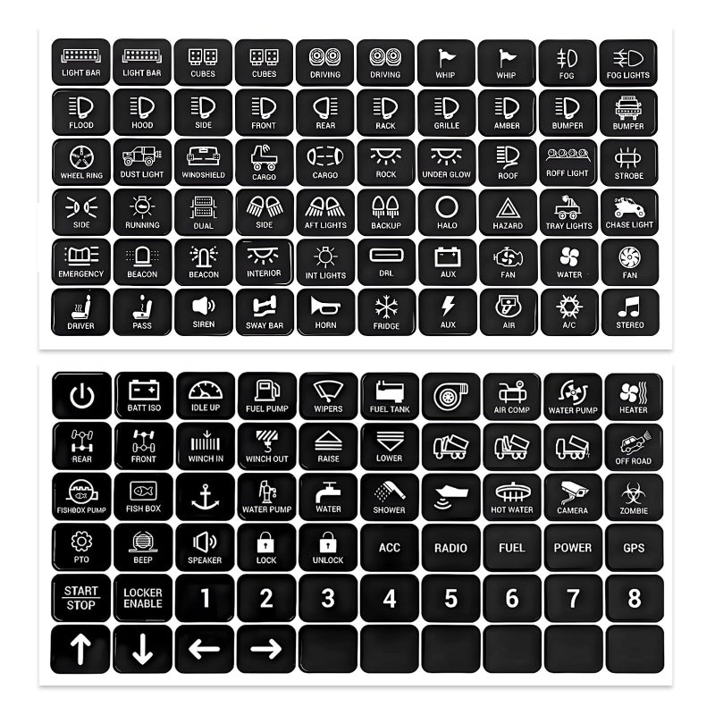 KVAEY 120 PCS Car Decal Stickers Graphic Text Auto Rocker Switch Labels Universal Waterproof Rocker Toggle Switch Panel Stickers for Dashboard Boat RV Car Truck 4 Horizontal - Image 3