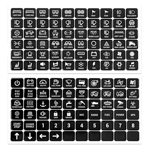 KVAEY 120 PCS Car Decal Stickers Graphic Text Auto Rocker Switch Labels Universal Waterproof Rocker Toggle Switch Panel Stickers for Dashboard Boat RV Car Truck 4 Horizontal - Image 1