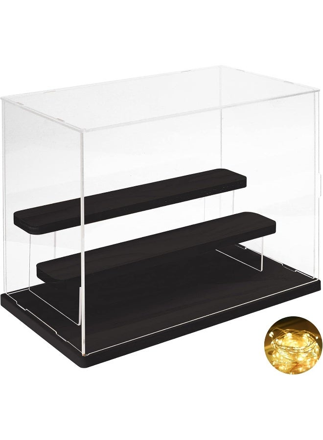 TPGP 3-Tier Acrylic Display Case for Collectibles Clear Display Box with Door, Countertop Minifigure Display Case, Dustproof Small Acrylic Storage Organizer Box with Wooden Base - Image 1
