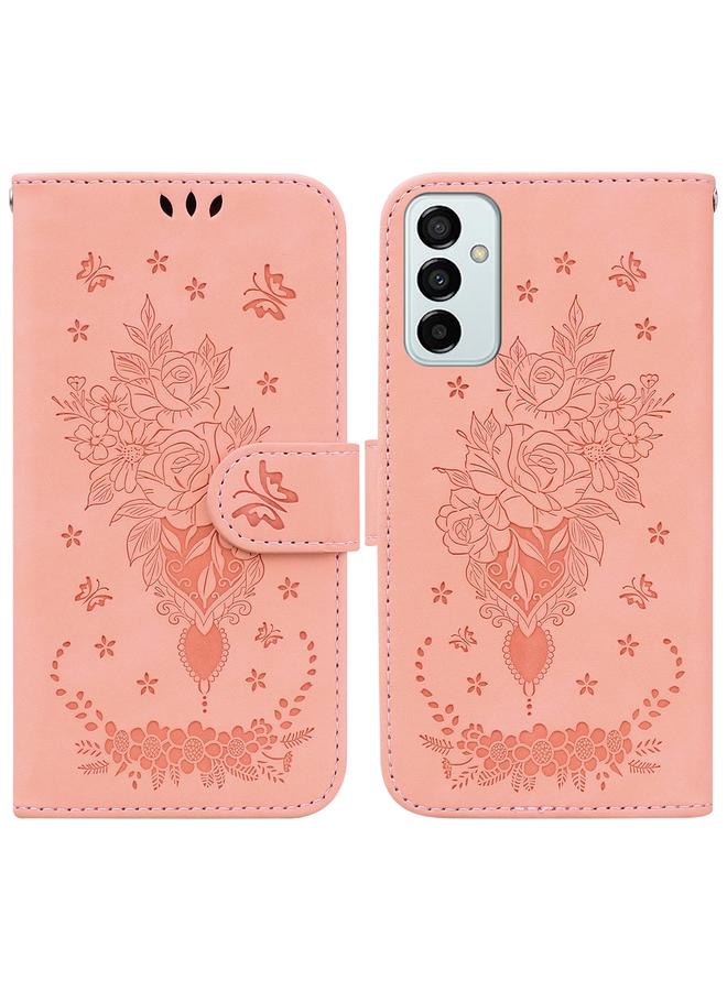 S-TOP Case For Samsung Galaxy M13 4G Butterfly Rose Embossed Leather Phone Case - Image 1