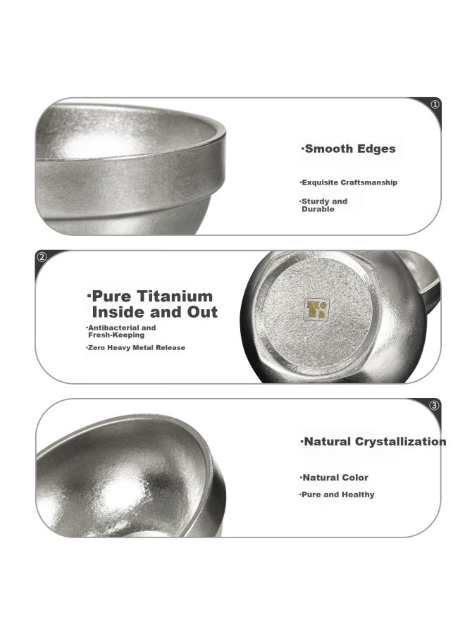 Tafuco Pure Titanium Steamed Egg Bowl Soup Bowl Heat-insulated Thickened Student Canteen Steamed Egg Stew Soup 410ml Moonlight Silver T5367 - Image 5