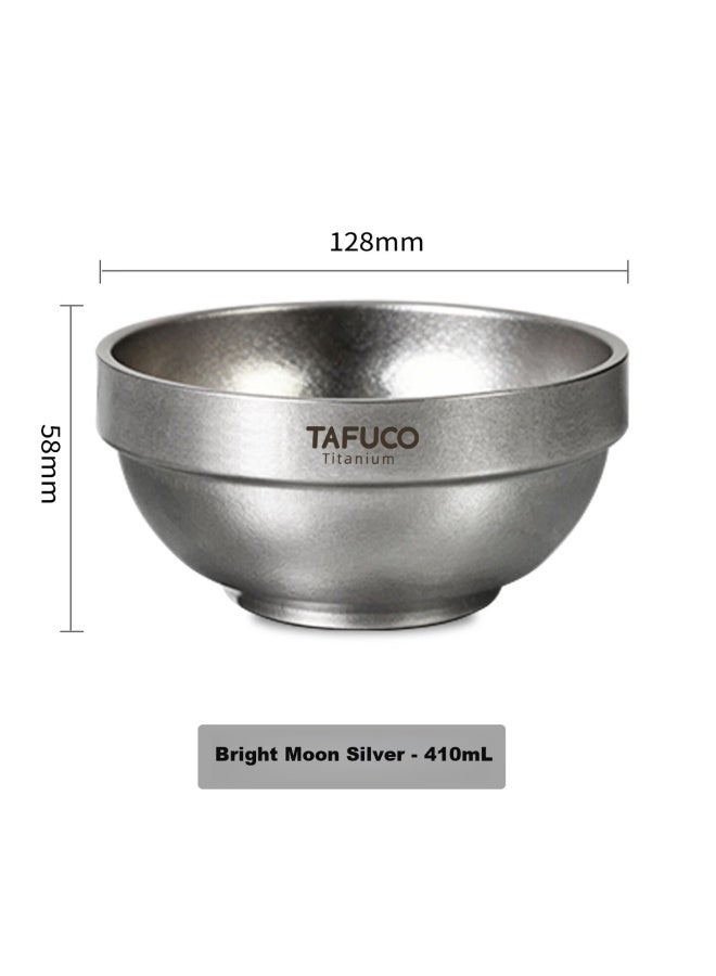 Tafuco Pure Titanium Steamed Egg Bowl Soup Bowl Heat-insulated Thickened Student Canteen Steamed Egg Stew Soup 410ml Moonlight Silver T5367 - Image 1