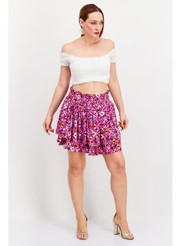 INC Women Abstract Printed Ruffle Skirt, Purple Combo  - Image 4