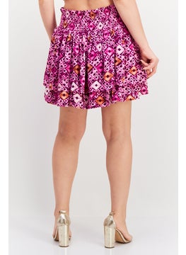 INC Women Abstract Printed Ruffle Skirt, Purple Combo  - Image 3