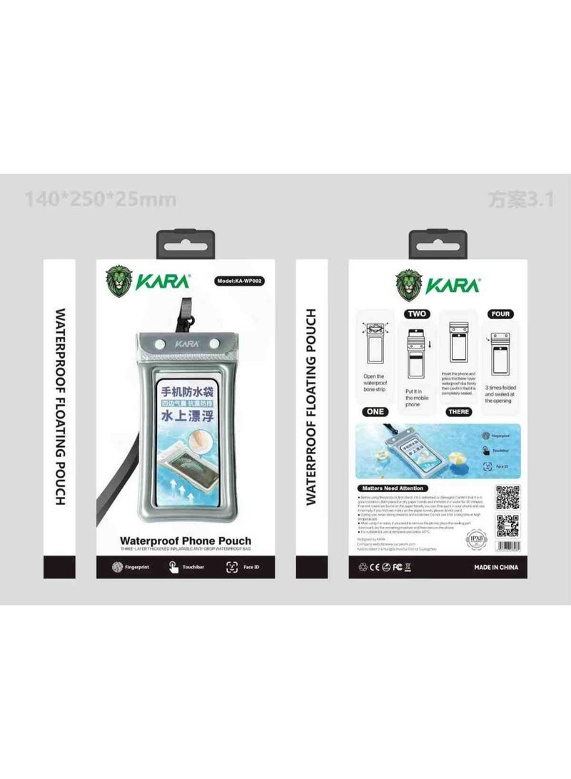 حافظة جوال KARA KA-WP002 مقاومة للماء وعائمة بتصنيف IPX8 مع رباط تعليق وواجهة شفافة للشاشة، كيس هاتف للسباحة والبحر والمسبح والشاطئ، جراب موبايل ضد الماء، حافظة جوال للمطر والرحلات، اكسسوار هاتف بشاشة لمس حافظة جوال مقاومة للماء، كيس جوال ضد الماء، جراب هاتف للسباحة، كيس هاتف عائم، حافظة موبايل للبحر، جراب جوال للشاطئ، كيس موبايل شفاف، حافظة هاتف للمسبح، جراب مقاوم للماء IPX8، كيس هاتف برباط، حافظة جوال للمطر، جراب هاتف للرحلات، كيس موبايل للغوص، اكسسوار جوال، حافظة شاشة لمس