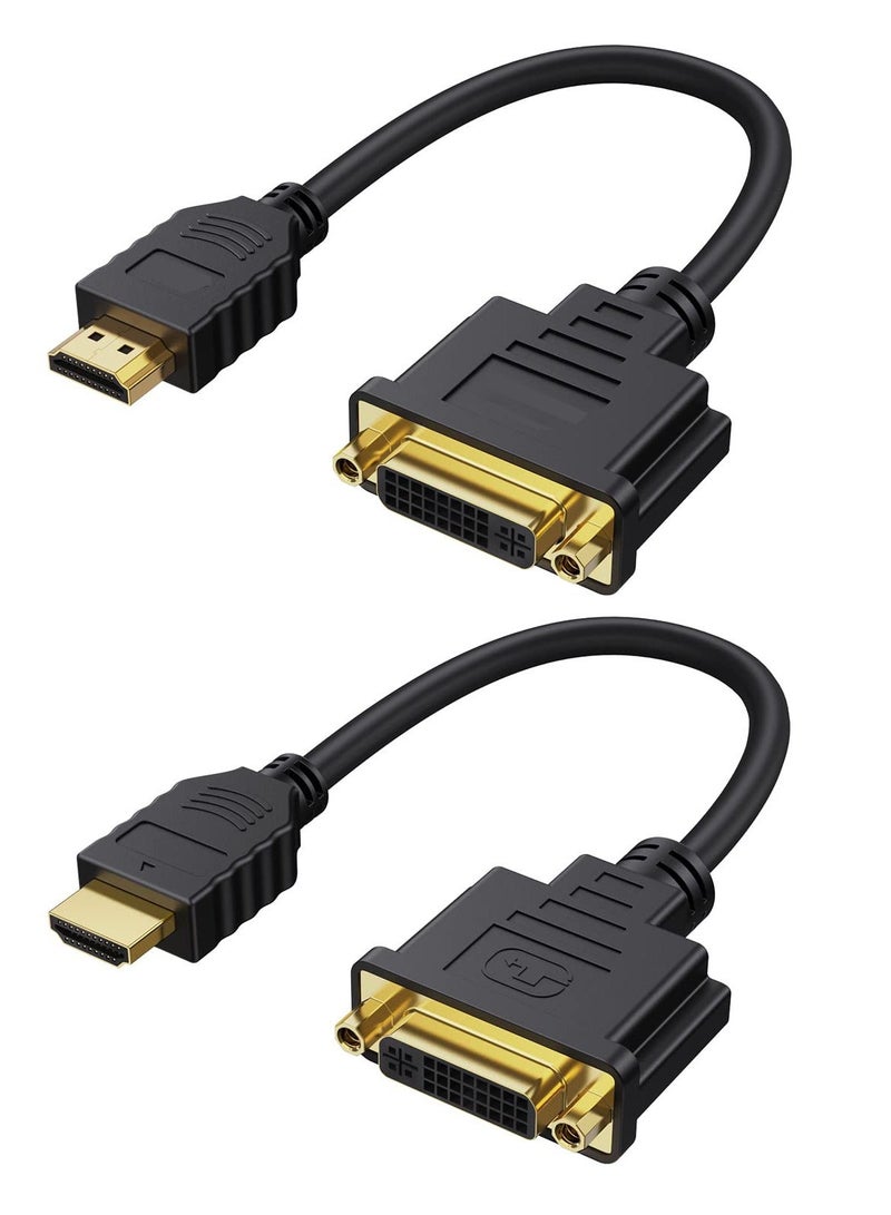 HDMI Male to DVI Female 25cm 【2 Pack】, Bi-Directional HDMI Male to DVI-I (24+5) Female Adapter, for PC, TV, TV Box, PS5, Blue-ray, Xbox,Switch - Image 1