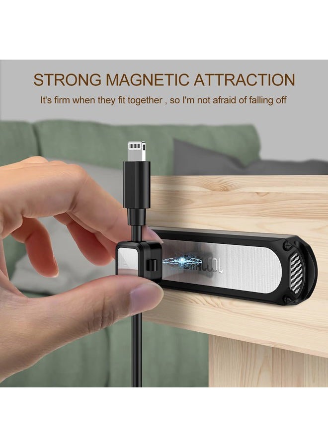 Dracool Magnetic Cable Holder 6 Slots Cable Clips Cable Management Wire Organizer Under Desk Self Adhesive Sticky for USB Cord Wall Nightstand Car Charging Power Office Home Wire Clips - Black - Image 3