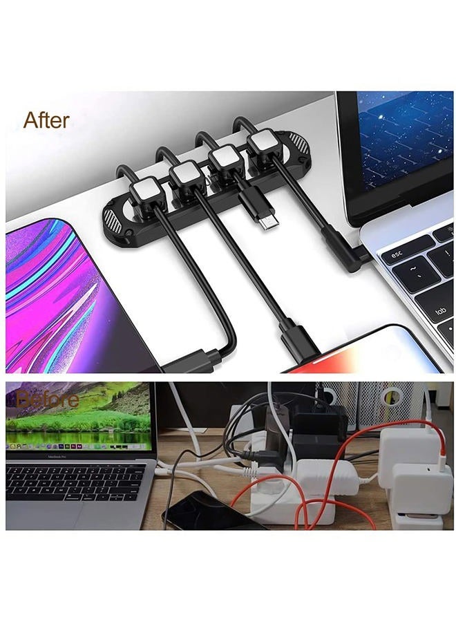 Dracool Magnetic Cable Holder 6 Slots Cable Clips Cable Management Wire Organizer Under Desk Self Adhesive Sticky for USB Cord Wall Nightstand Car Charging Power Office Home Wire Clips - Black - Image 5