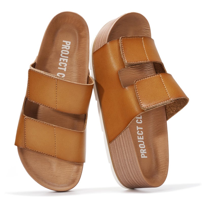 Project Cloud 100% Genuine Leather Platform Sandals Women Footwear-Beach Essentials Summer Wedges with Plush and Soft Insole-Non Slip&Lightweight Wedge Sandals For Women 2026 (Pismo, DSANVLEA,7M) - Image 1
